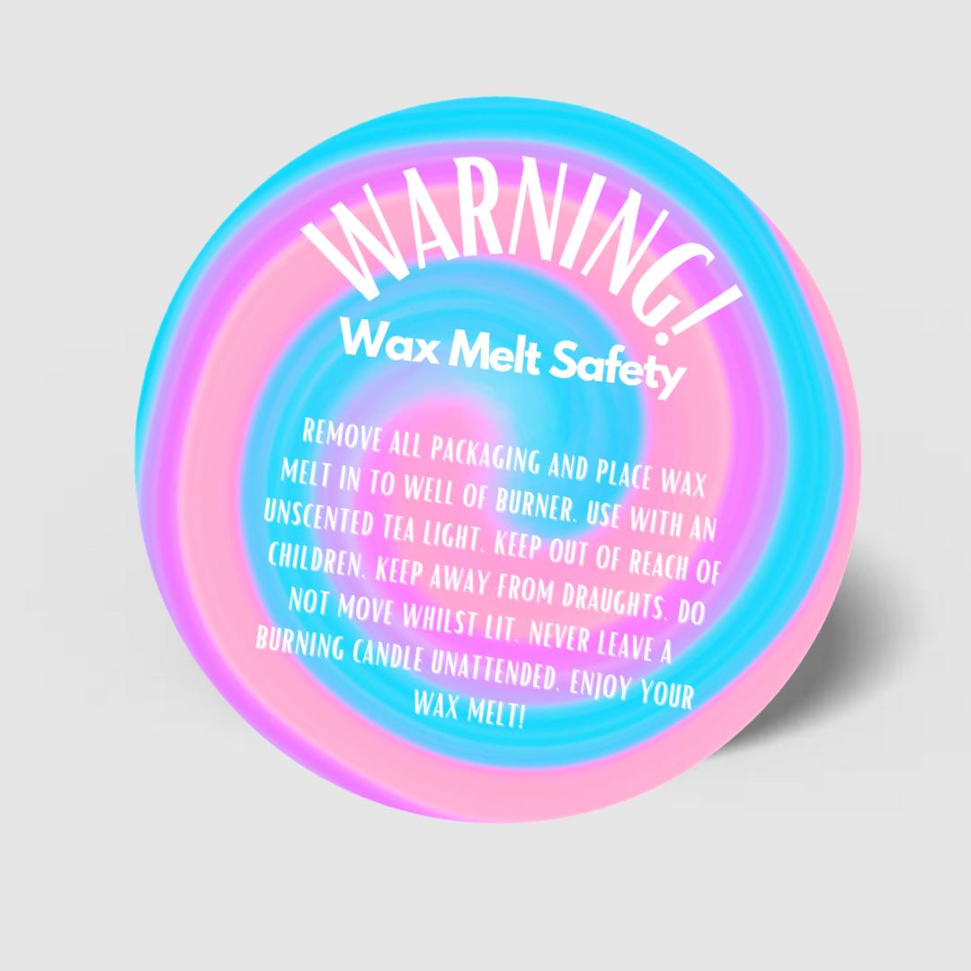 WAX MELT PERSONALISED CLP SAFETY Warning Stickers. 45mm